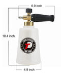 Beast Foam Cannon For Car Wash With Easy Fill Bottle And Snow Foam Lance One Quarter Inch Quick Connect, dimensions shown