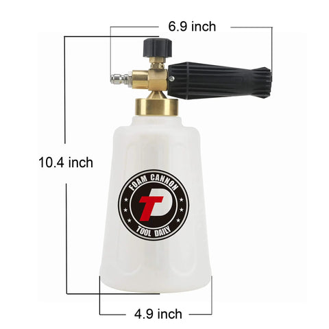Beast Foam Cannon For Car Wash With Easy Fill Bottle And Snow Foam Lance One Quarter Inch Quick Connect, dimensions shown