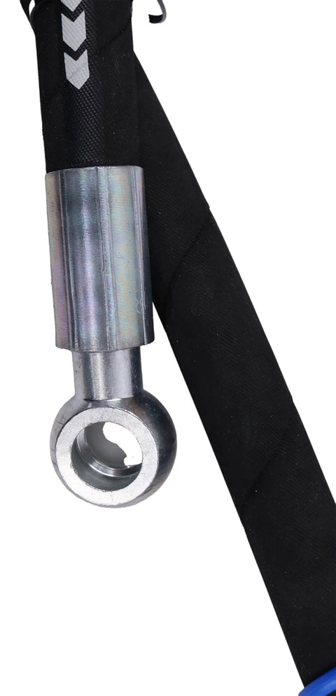 Heavy Duty Hydraulic Top Link Cat 2 2 With Locking Block Includes Two Hoses And Two Way Check Valve Extends From About Twenty Two And Three Eighths Inches To About Thirty Three And One Half Inches Compatible With Tractors And Excavators, close-up of metal eye end