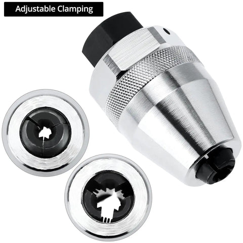 Beefy Damaged Bolt And Stud Extractor Kit With Three Eighths Inch Drive, Heat Treated Alloy Steel, Chrome Finish, shown with components