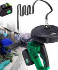 Badass Performance Cordless Wire Feeder Automatic Electrician Stringing Machine with battery and rotating tray for wiring.