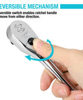 Reversible mechanism of Professional Grade Heavy Duty Ratchet Set 3 Piece Extra Long 90 Tooth Chrome Vanadium Steel shown in use.