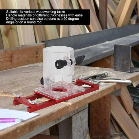 2 In 1 Compact Wood Palm Router Base With Slotting Bracket for woodworking displayed on a workbench
