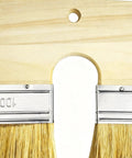 Close-up of Double Bristle Limewash Brush For Brick Walls and Exterior Surfaces highlighting wooden handle and bristles