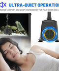 Woman resting next to aquarium with Beefed Up Submersible Pump 880 GPH With Auto Shut Off Ultra Quiet Operation visible.