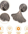 Ginkgo Leaf Shape Knob Handles, 2 Pack Antique Nickel Zinc Alloy Drawer Pulls, shown close-up with anti-rust design and sturdy build.