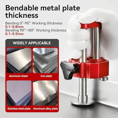 Portable Sheet Metal Edge Roller For Onsite Roofing And Fabrication tool in use bending metal sheet with material examples