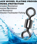 40 Pack Saltwater Barrel Swivels For Big Water Fishing With Stainless Rings And Black Nickel Finish Offshore Tackle Rolling Swivel For Flounder And Shark Rigs Lures Leaders And Line Connectors Size Eight Zero, black nickel swivel