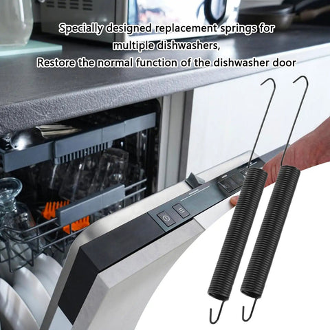 Two Piece Heavy Duty Dishwasher Door Springs Set For Home And Commercial Kitchens Beefy Metal Replacement Parts For Dishwashers Easy Install Prevents Door Slams And Accidental Drops, black metal springs