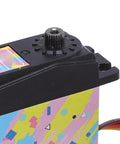 Heavy Duty 35KG Digital RC Servo Motor With Slick Metal Gear Steering In Beast Mode Control, showing top view and connectors.