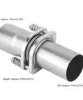 Heavy Duty Stainless Steel Exhaust Pipe Repair Kit With Quick Fix Coupler Sleeve Universal Fit For Everyday Rides Two Seven Five Inch ID To OD showing dimensions and clamps.