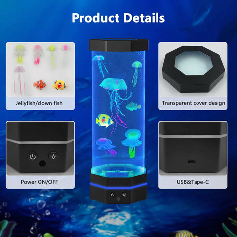 Large Jellyfish Lava Lamp With Water Ripple Projection And 17 Color Changing LEDs Remote Control Night Light product details