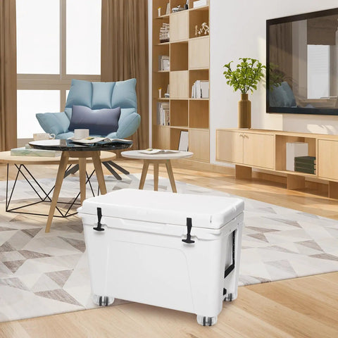 Cabinet Wheels Replacement Silent ABS Furniture Casters with Brake on a white storage container in a modern living room.