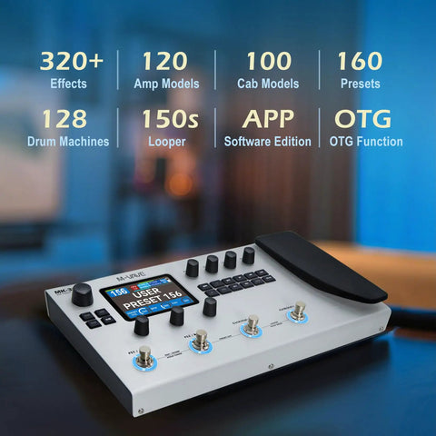 MK-300 Guitar And Bass Amp Modeler With 320 Plus Effects 160 Presets Looper Drum Machine USB And Bluetooth, interface view
