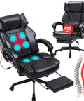 Heavy Duty Massage Office Chair With Foot Rest And Heat 6 Point Vibration With Five Modes For Back Lumbar And Seat Reclining