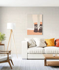Living room with beige grasscloth peel and stick wallpaper self adhesive vinyl for walls 17.7 x 118.1 inches.