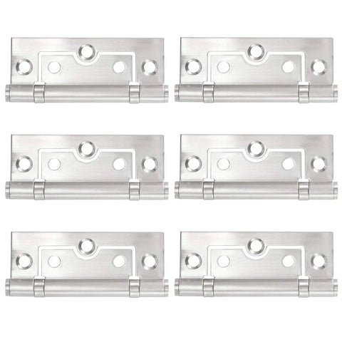 Stainless Steel Door Hinge Set Six Pcs Flat Open 360 Degree Pivot With Silent Rotation 8x3.3cm for Doors and Cabinets