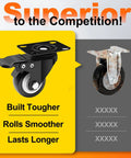 Comparison of new and rusted 2 Inch Heavy Duty Plate Casters With Brakes, 4 Pack, 600 Lb Capacity, 360 Degree Quiet Swivel Wheels, Polyurethane PU