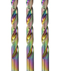 One Quarter Inch Step Point HSS Drill Bit With 135 Degree Split Point Tip, M2 High Speed Steel, Three Flat Shank, Multicolor Finish