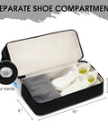 Underseat Personal Item Bag With USB Charging Port, Grab And Go 30L Travel Duffel With Wet Pocket And Shoes Compartment, open to show shoe storage