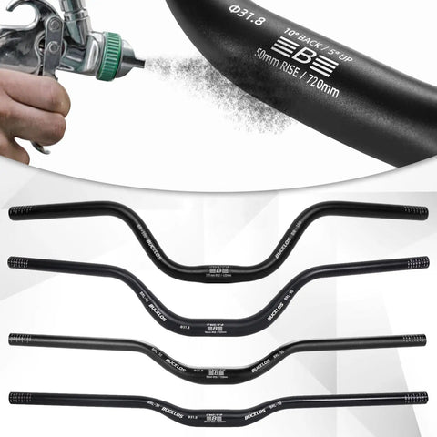 Pro Grade Mountain Bike Handlebars 25.4 31.8mm Clamp Wide 580 720 780mm Riser Bar With 20 30 50 90 100 120 160mm Rise 6061 Aluminum Alloy Hard Anodized Extra Long MTB Bar For Downhill Enduro E Bike display of anodized finish and multiple sizes