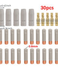 15AK MIG Torch Consumable Kit For Welder High Temperature Resistant Tips And Nozzles Set With Guarding Coating 30 Piece 0-8mm