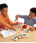 Children using Peg Number Board Set With 10 Rubberwood Boards 55 Wooden Pegs And Storage Bag For Montessori Math Learning and Counting