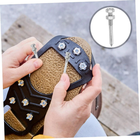 Hands attaching spikes on durable lawn aerator shoes with metal spikes for easy grass and lawn care no fuss walk on spiked shoes