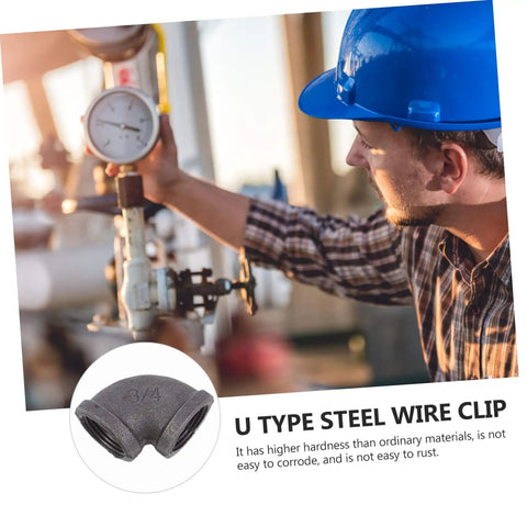 Heavy Duty Black 6 Piece Pipe Fittings Elbow Cast Iron Joint Hose Connector Set Easy Install For Industry And Home Use Durable Iron Plumbing Accessories For Water Hoses Pro Grade And Long Lasting displayed with industrial worker in background