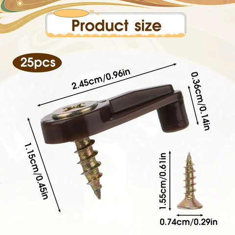 Heavy Duty Glass Retainer Clips And Cabinet Door Hardware With Sturdy Metal Screws Ideal For Mirror Wall Mounting And Window Glass Holding Effortless Diy Install Solid Secure Grip No Sweat Setup Great Value size chart showing dimensions of clips and screws.