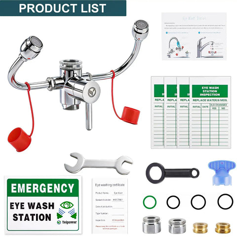 Eyewash Faucet Attachment Kit For Sink Mount Easy Install Emergency Eye Wash Station With Universal Adapters OSHA Approved