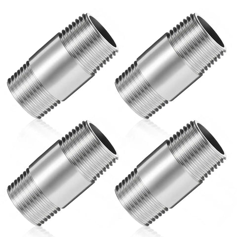 Heavy Duty Stainless Steel 304 Pipe Fittings Three Quarter Inch NPT Male To Three Quarter Inch NPT Male Two Inch Nipple