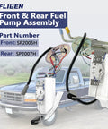 Front And Rear Fuel Pump Assembly Replacement For Ford F-150 F-250 F-350 1992 1997 SP2005H SP2007H displayed in front of truck