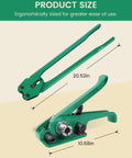 Heavy Duty Pet Strap Kit With Manual Tensioner For Bulletproof Pallet Wrapping showing manual tensioner tool dimensions 20.52in and 10.68in.