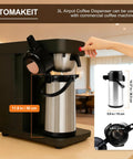 Airpot Coffee Carafe with Pump, 102oz 3L Insulated Stainless Steel Beverage Dispenser Keeps Hot Or Cold For 24 Hours on a counter