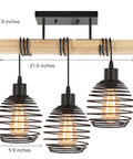 Plug In Wall Sconces Set Of Two Farmhouse Style Wall Mounted Lights With Metal Cage Lampshades And Solid Wood Beam, dimensions shown