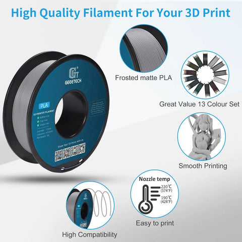 Premium Matte PLA Filament In Sleek Grey 1.75Mm 1Kg Spool For Zero Drama 3D Prints Compatible With Bambu AMS And Standard FDM Machines Smooth As Butter Pro Grade Supply That Feeds Clean Every Run