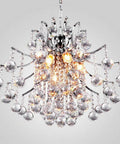 Lit Six Light Chrome Crystal Pendant Chandelier Flush Mount Ceiling Light For Dining Room Modern Style With Adjustable Chain And K9 Clear Crystals For Bright Dining Ambience