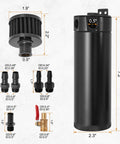 750ml Billet Aluminum 2 Port Baffled Oil Catch Can Kit with Breather Filter and Drain Valve Reservoir Tank for PCV CCV Air