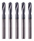 Five Amazon solid carbide spotting drills set, 3/16 in shank, AlTiN coated, 2-flute, 120-degree tip, 2 in length