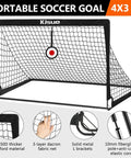Backyard Pop Up Soccer Goals Set of 2 for Kids, 4x3ft Training Nets With Soccer Ball, Pump, Adjustable Ladder, Cones and Targets, Indoor Outdoor Practice Equipment, Black