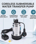 Badass Cordless Submersible Sump Pump Delivers 1003 GPH Power for fast water transfer from flooded areas, featuring battery compatibility.