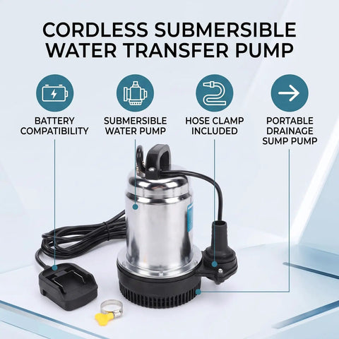Badass Cordless Submersible Sump Pump Delivers 1003 GPH Power for fast water transfer from flooded areas, featuring battery compatibility.