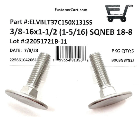 Five Pack Of Built Like A Tank Stainless Steel Elevator Bolts With Square Neck Fasteners And Wide Flat Heads 3 8 16 X 1 5 Inch Length 18 8 Alloy Pro Supply For Jobsite Toughness And No Rust Drama