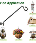 Heavy Duty Deck Hook Railing Bird Feeder Hanger With Rustproof Coating For Flower Baskets And Outdoor Patio Decor Built Like A Tank With Zero Drill Install Holds Twenty Two Pounds No Sweat Setup used with wind chimes, birdcage, flower pot, and street lamp.