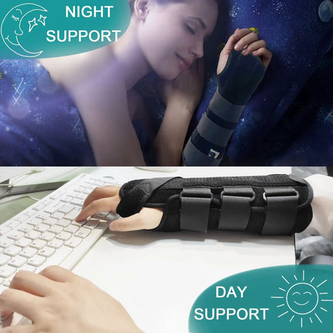 Unisex Forearm And Wrist Support Splint Brace With Double Fixation For Carpal Tunnel Adjustable Night Time Immobilizer in use
