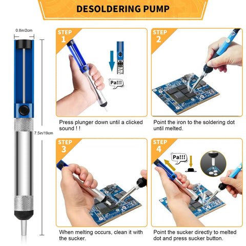 Legit 60W Soldering Iron Kit With Five Durable Replaceable Tips And Reliable Temp Control Dial For Snappy Circuit Fixes And Serious Hand Soldering Projects Today showing step-by-step desoldering process.