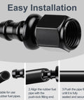Two Pack 6AN Female To 3/8 Inch Barb Hose Fittings Leak Proof 37 Degree Flare Chamfer Deep Thread Ideal For Fuel Lines Oil Coolers Transmission Coolers Automotive Marine And Industrial Use black anodized fitting with push-lock hose installation