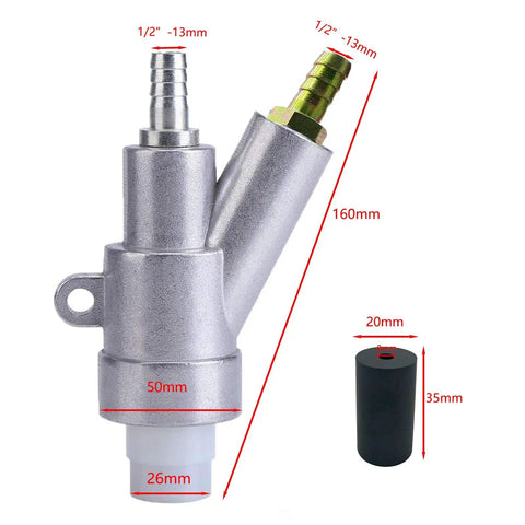 Pro Grade Beefy Sand Blaster Gun Kit With Boron Carbide Nozzle, Heavy Duty Aluminum Body, Technical Diagram Dimensions