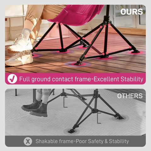 Comparison of frame stability for pink Padded Oversized Hammock Camping Chair With Multi Storage Pockets, Portable Foldable Rocking Swing Chair